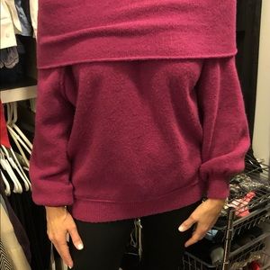 Free People raspberry off the shoulder sweater. Size medium